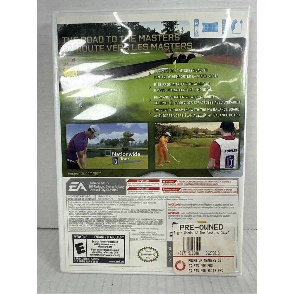 EA SPORTS Tiger Woods PGA Tour 12 The Masters Nintendo Wii NTSC-U/C Golf